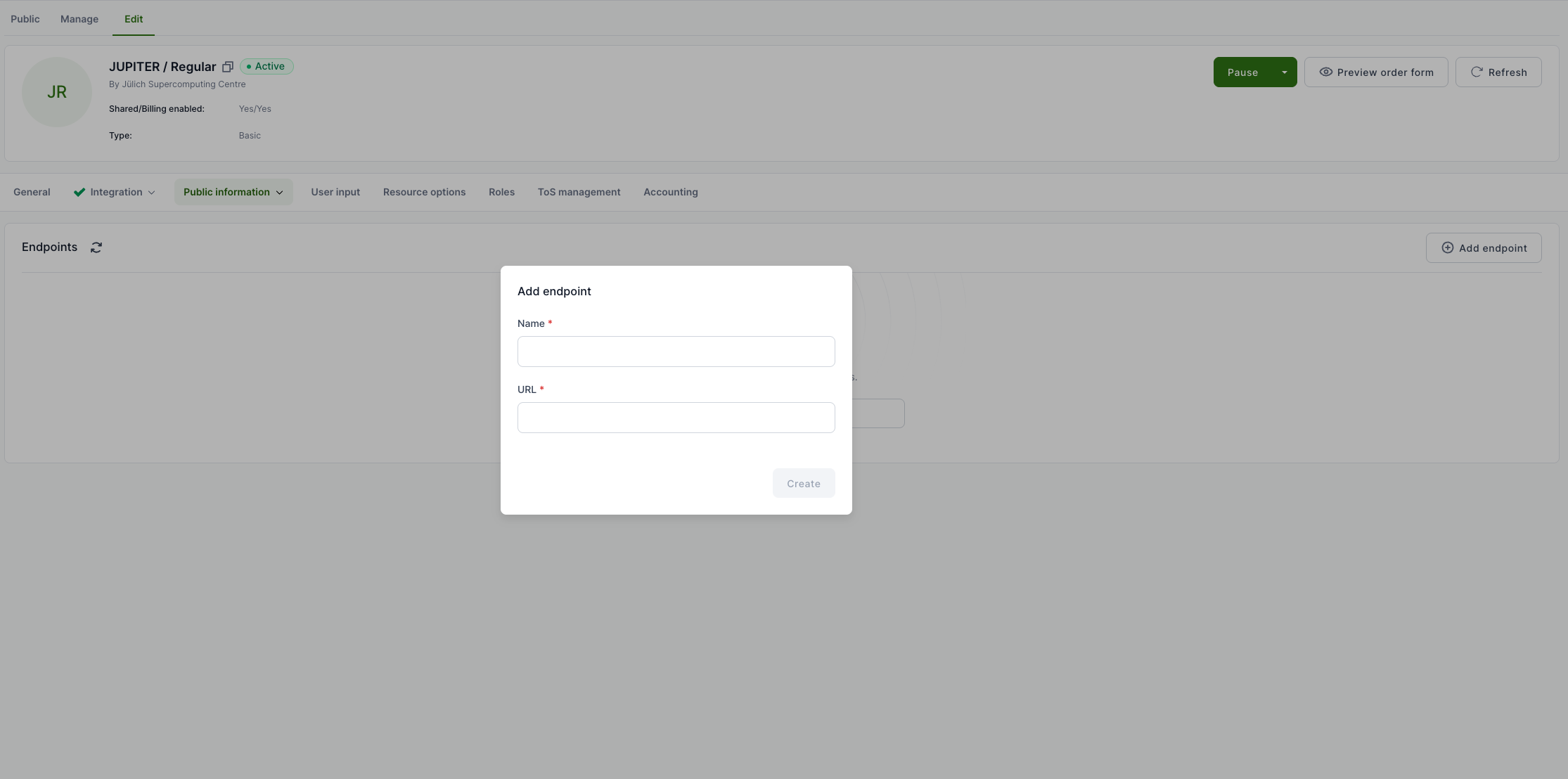 New endpoint